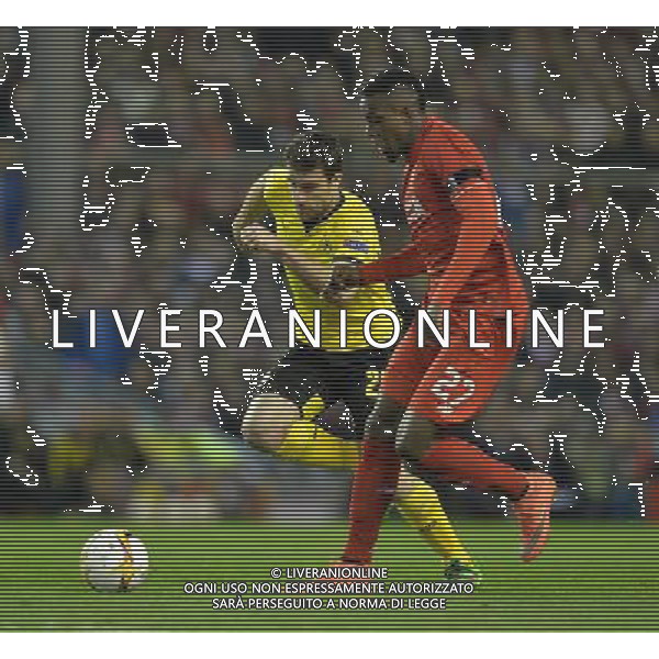 Liverpool\'s Divock Origi scores his team\'s first goal Photographer Dave Howarth/CameraSport Football - UEFA Europa League Quarter Final Second Leg - Liverpool v Borussia Dortmund - Thursday 14th April 2016 - Anfield - Liverpool Â© CameraSport - 43 Linden Ave. Countesthorpe. Leicester. England. LE8 5PG - Tel: +44 (0) 116 277 4147 - admin@camerasport.com - www.camerasport.com /Agenzia Aldo Liverani s.a.s./ONLY ITALY-EDITORIAL USE ONLY