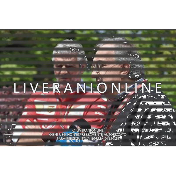 (L to R): Maurizio Arrivabene (ITA) Ferrari Team Principal with Sergio Marchionne (ITA), Ferrari President and CEO of Fiat Chrysler Automobiles. 17.04.2016. Formula 1 World Championship, Rd 3, Chinese Grand Prix, Shanghai, China, Race Day. AG ALDO LIVERANI SAS ONLY ITALY