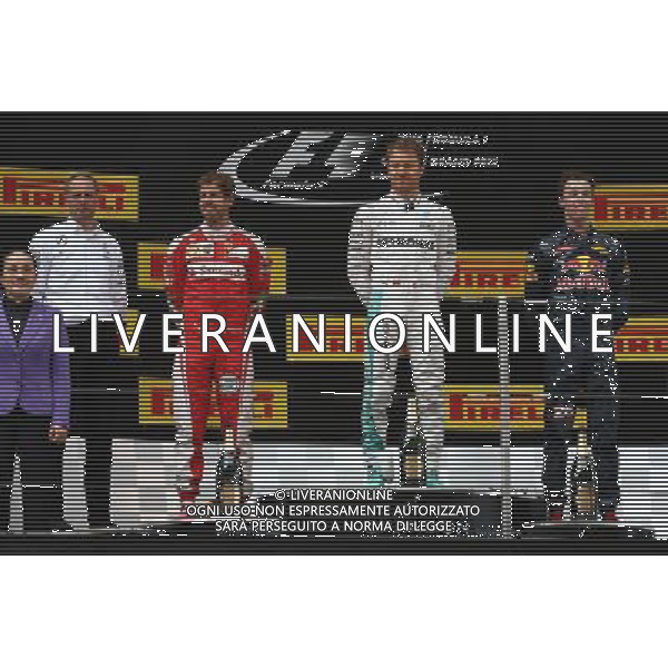 1st place Nico Rosberg (GER) Mercedes Petronas AMG F1, 2nd for Sebastian Vettel (GER) Scuderia Ferrari and 3rd Daniil Kvyat (RUS) Red Bull Racing. 17.04.2016. Formula 1 World Championship, Rd 3, Chinese Grand Prix, Shanghai, China, Race Day. AG ALDO LIVERANI SAS ONLY ITALY