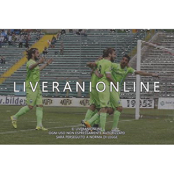 ANCONA vs SPAL, Campionato di Calcio Lega Pro, Girone B, 31» giornata, 17/04/2016, nella foto: I FESTEGGIAMENTI DELLLA SPAL, ©Claudio Zamagni/ Agenzia Aldo Liverani s.a.s.