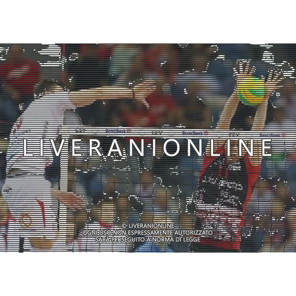 KRAKOW , TAURON ARENA 17.04.2016 SIATKOWKA MEZCZYZN CEV DENIZBANK LIGA MISTRZOW FINAL FOUR MECZ O 3 MIEJSCE ASSECO RESOVIA RZESZOW - CUCINE LUBE CIVITANOVA SEZON 2015 / 2016 NZ KLEMEN CEBULJ ( LUBE ) FABIAN DRZYZGA ( ASSECO ) FOT MICHAL NOWAK / NEWSPIX.PL KRAKOW , TAURON ARENA 17.04.2016 VOLLEYBALL MEN\'S CEV DENIZBANK CHAMPIONS LEAGUE FINAL FOUR 3RD PLACE GAME ASSECO RESOVIA RZESZOW - CUCINE LUBE CIVITANOVA SEASON 2015 / 2016 MICHAL NOWAK / NEWSPIX.PL --- Newspix.pl AG ALDO LIVERANI SAS *** Local Caption *** www.newspix.pl mail us: info@newspix.pl call us: 0048 022 23 22 222 --- Polish Picture Agency by Ringier Axel Springer Poland