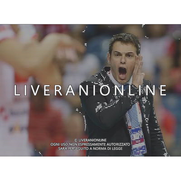 KRAKOW , TAURON ARENA 17.04.2016 SIATKOWKA MEZCZYZN CEV DENIZBANK LIGA MISTRZOW FINAL FOUR MECZ O 3 MIEJSCE ASSECO RESOVIA RZESZOW - CUCINE LUBE CIVITANOVA SEZON 2015 / 2016 NZ TRENER HEAD COACH CUCINE LUBE GIANLORENZO BLENGINI FOT MICHAL NOWAK / NEWSPIX.PL KRAKOW , TAURON ARENA 17.04.2016 VOLLEYBALL MEN\'S CEV DENIZBANK CHAMPIONS LEAGUE FINAL FOUR 3RD PLACE GAME ASSECO RESOVIA RZESZOW - CUCINE LUBE CIVITANOVA SEASON 2015 / 2016 MICHAL NOWAK / NEWSPIX.PL --- Newspix.pl AG ALDO LIVERANI SAS *** Local Caption *** www.newspix.pl mail us: info@newspix.pl call us: 0048 022 23 22 222 --- Polish Picture Agency by Ringier Axel Springer Poland