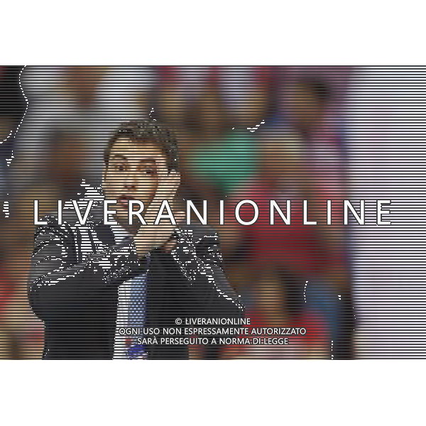 KRAKOW , TAURON ARENA 17.04.2016 SIATKOWKA MEZCZYZN CEV DENIZBANK LIGA MISTRZOW FINAL FOUR MECZ O 3 MIEJSCE ASSECO RESOVIA RZESZOW - CUCINE LUBE CIVITANOVA SEZON 2015 / 2016 NZ TRENER HEAD COACH CUCINE LUBE GIANLORENZO BLENGINI FOT MICHAL NOWAK / NEWSPIX.PL KRAKOW , TAURON ARENA 17.04.2016 VOLLEYBALL MEN\'S CEV DENIZBANK CHAMPIONS LEAGUE FINAL FOUR 3RD PLACE GAME ASSECO RESOVIA RZESZOW - CUCINE LUBE CIVITANOVA SEASON 2015 / 2016 MICHAL NOWAK / NEWSPIX.PL --- Newspix.pl AG ALDO LIVERANI SAS *** Local Caption *** www.newspix.pl mail us: info@newspix.pl call us: 0048 022 23 22 222 --- Polish Picture Agency by Ringier Axel Springer Poland