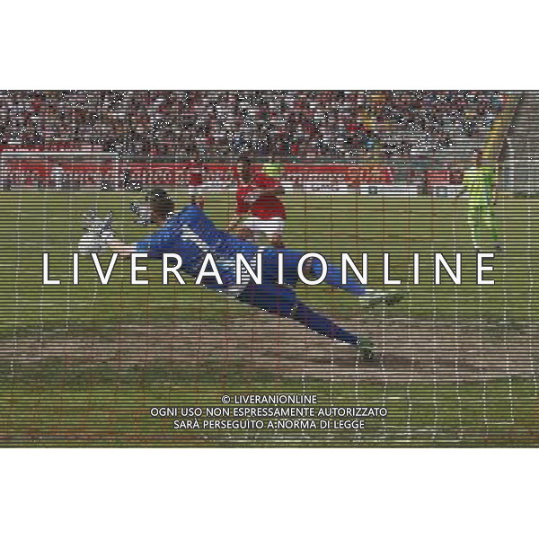 ANCONA vs SPAL, Campionato di Calcio Lega Pro, Girone B, 31» giornata, 17/04/2016, nella foto: CONTINI B. NIKITA, PARA IL RIGORE, ©Claudio Zamagni/ Agenzia Aldo Liverani s.a.s.