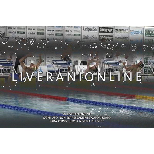 Campionato Italiano Assoluto di Nuoto 2016, UnipolSai, 19/04/2016, nella foto: LA PARTENZA DELLA PRIMA BATTERIA, DORSO MASCHILE, Â©Claudio Zamagni/Agenzia Aldo Liverani s.a.s.