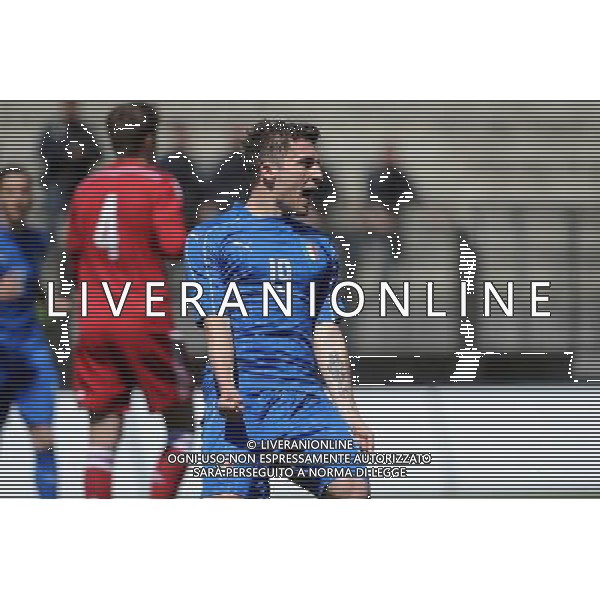 Legnano (MI) 27-04-2016 Stadio Giovanni Mari Amichevole Nazionale Under 20 Italia vs Danimarca nella foto Morosini segna 1 a 0 Italia foto Roberto Garavaglia - ag. Aldo Liverani sas