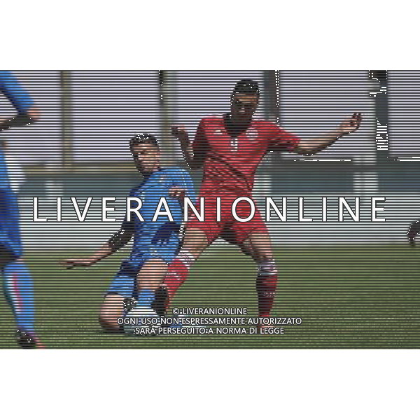 Legnano (MI) 27-04-2016 Stadio Giovanni Mari Amichevole Nazionale Under 20 Italia vs Danimarca nella foto Ceccaroni anticipa Babayan foto Roberto Garavaglia - ag. Aldo Liverani sas