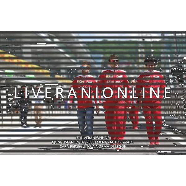 Sebastian Vettel (GER) Ferrari walks the circuit with the team. 28.04.2016. Formula 1 World Championship, Rd 4, Russian Grand Prix, Sochi Autodrom, Sochi, Russia, Preparation Day. - www.xpbimages.com, EMail: requests@xpbimages.com - copy of publication required for printed pictures. Every used picture is fee-liable. Â© Copyright: Batchelor / XPB Images/Agenzia Aldo Liverani s.a.s./ONLY ITALY/EDITORIAL USE ONLY