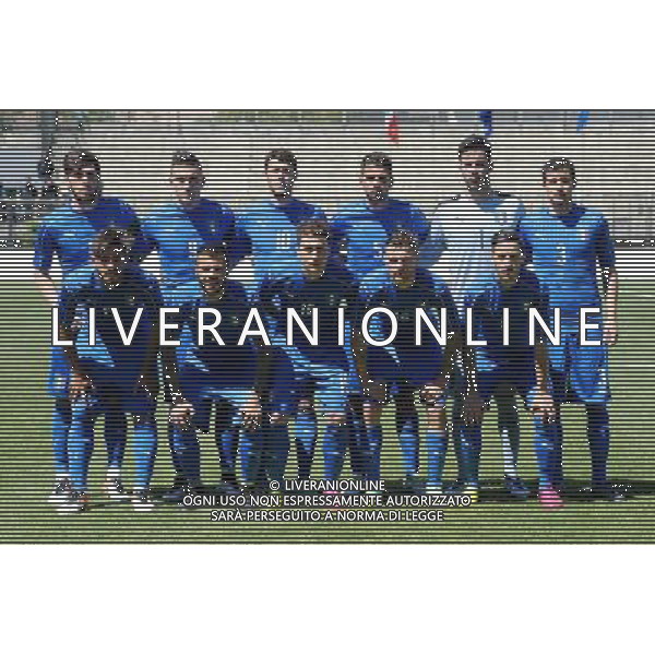 Legnano (MI) 27-04-2016 Stadio Giovanni Mari Amichevole Nazionale Under 20 Italia vs Danimarca nella foto formazione Italia in piedi da SX Arturo Calabresi, Pierluigi Cappelluzzo, Luca Mazzitelli, Pietro Ceccaroni, Lorenzo Montipo\' e Luca Barlocco; in basso da SX Andrea Palazzi, Lorenzo Venuti, Leonardo Morosini, Michele Rocca e Patrick Ciurria foto Roberto Garavaglia - ag. Aldo Liverani sas