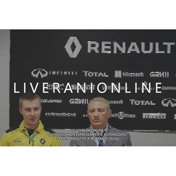 (L to R): Sergey Sirotkin (RUS) Renault Sport F1 Team Test Driver and Boris Rotenberg (RUS) SMP Bank and SGM Group Co-Owner, at a Media Call. 30.04.2016. Formula 1 World Championship, Rd 4, Russian Grand Prix, Sochi Autodrom, Sochi, Russia, Qualifying Day. / AGENZIA ALDO LIVERANI SAS - ITALY ONLY EDITORIAL USE ONLY