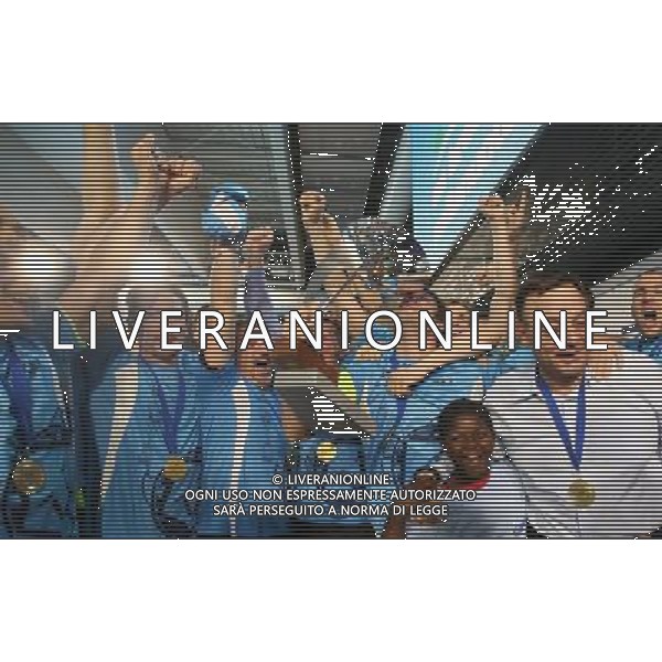 esultanza dei giocatori dell An Brescia,An Brescia-Sintez Kazan finale Euro Cup ,Brescia 30 aprile 2016. AG ALDO LIVERANI SAS