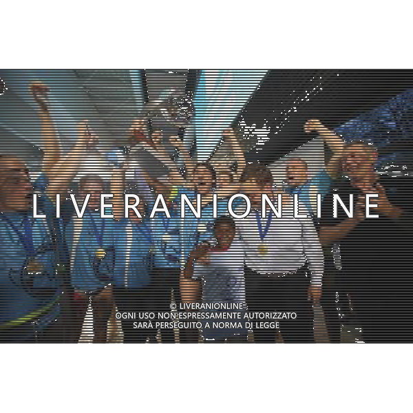 esultanza dei giocatori dell An Brescia,An Brescia-Sintez Kazan finale Euro Cup ,Brescia 30 aprile 2016. AG ALDO LIVERANI SAS