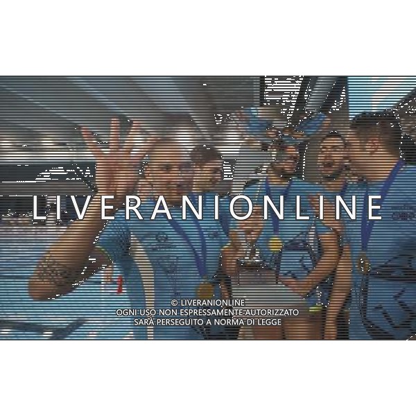 esultanza dei giocatori dell An Brescia,An Brescia-Sintez Kazan finale Euro Cup ,Brescia 30 aprile 2016. AG ALDO LIVERANI SAS