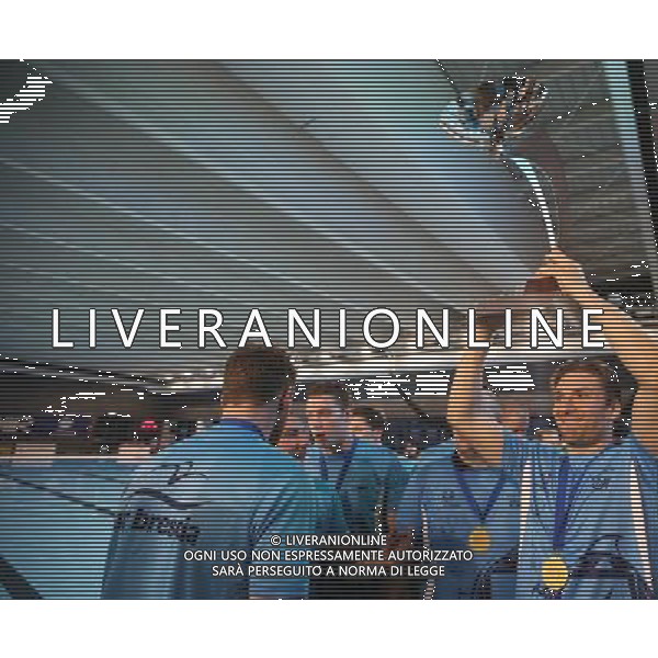 esultanza dei giocatori dell An Brescia,An Brescia-Sintez Kazan finale Euro Cup ,Brescia 30 aprile 2016. AG ALDO LIVERANI SAS