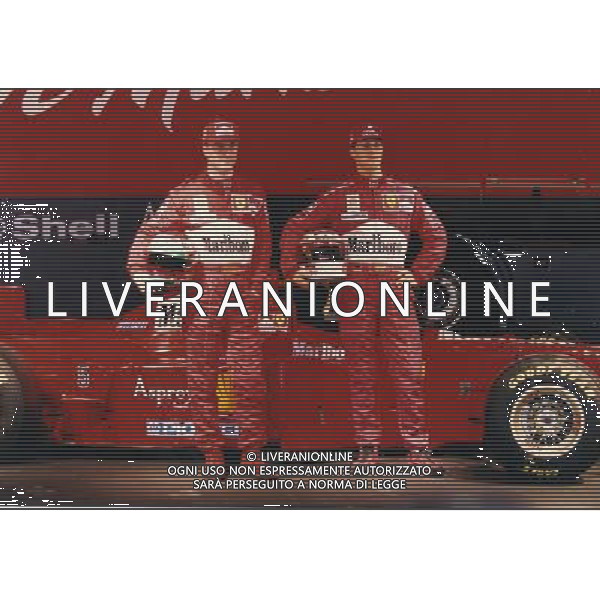 07-01-1997 PRESENTAZIONE FERRARI RETROSPETTIVA MICHAEL SCHUMACHER PILOTA NELLA FOTO MICHAEL SCHUMACHER CON IRVINE EDDIE AG ALDO LIVERANI SAS