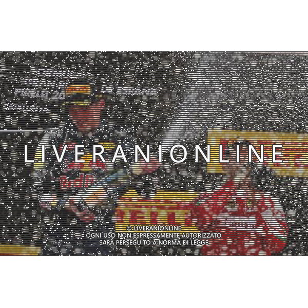 1st place Max Verstappen (NLD) Scuderia Toro Rosso STR11 and 3rd place Sebastian Vettel (GER) Scuderia Ferrari SF16-H. 15.05.2016. Formula 1 World Championship, Rd 5, Spanish Grand Prix, Barcelona, Spain, Race Day. AG ALDO LIVERANI SAS ONLY ITALY