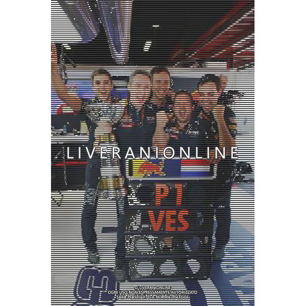 The Red Bull Racing celebrate victory for Max Verstappen (NLD) Red Bull Racing. 15.05.2016. Formula 1 World Championship, Rd 5, Spanish Grand Prix, Barcelona, Spain, Race Day. 