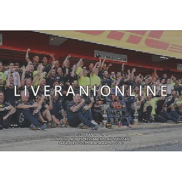 Race winner Max Verstappen (NLD) Red Bull Racing celebrates with the team. 15.05.2016. Formula 1 World Championship, Rd 5, Spanish Grand Prix, Barcelona, Spain, Race Day. 