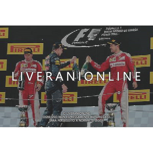 The podium (L to R): Kimi Raikkonen (FIN) Ferrari, second; Max Verstappen (NLD) Red Bull Racing, race winner; Sebastian Vettel (GER) Ferrari, third. 15.05.2016. Formula 1 World Championship, Rd 5, Spanish Grand Prix, Barcelona, Spain, Race Day. 