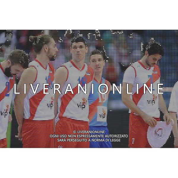 17.05.2016 KRAKOW TAURON ARENA UL. LEMA 7 ( POLAND ) SIATKOWKA MEZCZYZN ( MEN\'S VOLLEYBALL ) XIV MEMORIAL HUBERTA JERZEGO WAGNERA MECZ BELGIA - SERBIA ( GAME BELGIUM - SERBIA ) NZ TOMISLAV DOKIC MARKO PODRASCANIN NIKOLA ROSIC FOTO MICHAL STANCZYK / CYFRASPORT/NEWSPIX.PL --- Newspix.pl *** Local Caption *** www.newspix.pl mail us: info@newspix.pl call us: 0048 022 23 22 222 --- Polish Picture Agency by Ringier Axel Springer Poland