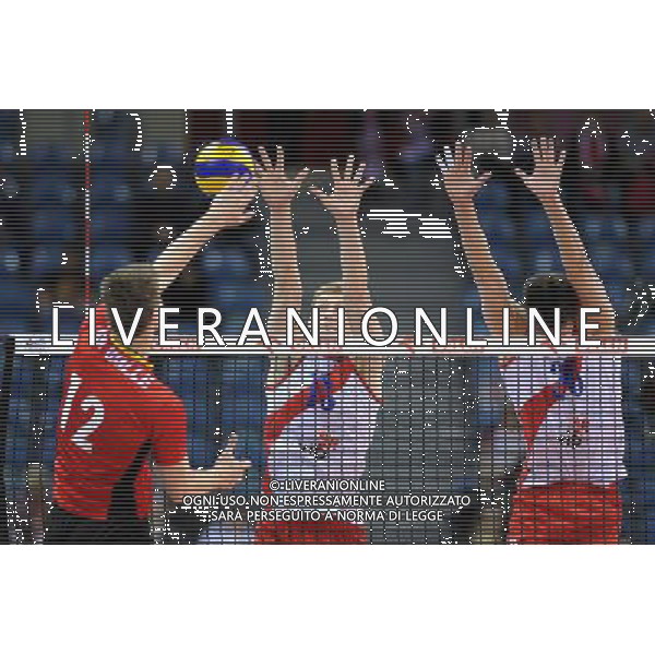 17.05.2016 KRAKOW TAURON ARENA UL. LEMA 7 ( POLAND ) SIATKOWKA MEZCZYZN ( MEN\'S VOLLEYBALL ) XIV MEMORIAL HUBERTA JERZEGO WAGNERA MECZ BELGIA - SERBIA ( GAME BELGIUM - SERBIA ) NZ GERT VAN WALLE DRAZEN LUBURIC SRECKO LISINAC FOTO MICHAL STANCZYK / CYFRASPORT/NEWSPIX.PL --- Newspix.pl *** Local Caption *** www.newspix.pl mail us: info@newspix.pl call us: 0048 022 23 22 222 --- Polish Picture Agency by Ringier Axel Springer Poland