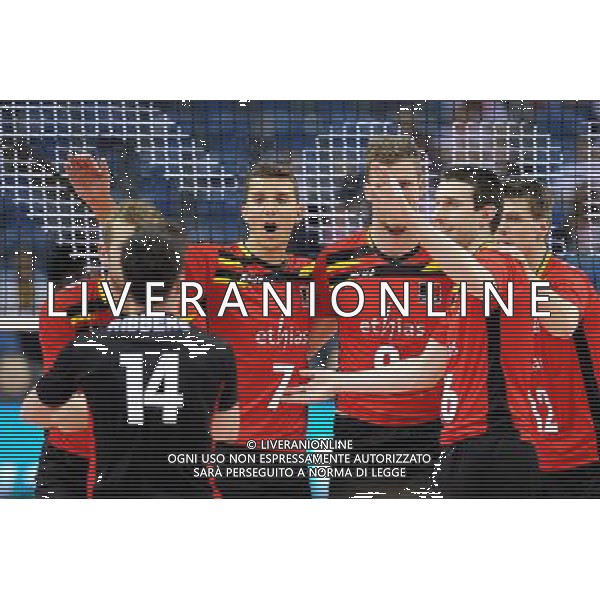 17.05.2016 KRAKOW TAURON ARENA UL. LEMA 7 ( POLAND ) SIATKOWKA MEZCZYZN ( MEN\'S VOLLEYBALL ) XIV MEMORIAL HUBERTA JERZEGO WAGNERA MECZ BELGIA - SERBIA ( GAME BELGIUM - SERBIA ) NZ JELLE RIBBENS FRANCOIS LECAT SEBASTIAN DUMONT GERT VAN WALLE RADOSC PUNKT EMOCJE FOTO MICHAL STANCZYK / CYFRASPORT/NEWSPIX.PL --- Newspix.pl *** Local Caption *** www.newspix.pl mail us: info@newspix.pl call us: 0048 022 23 22 222 --- Polish Picture Agency by Ringier Axel Springer Poland