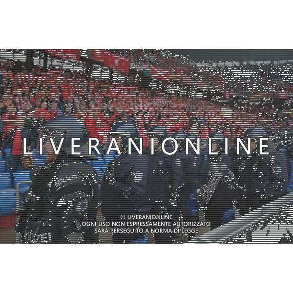 BAZYLEA 18.05.2016 MECZ FINAL LIGA EUROPY SEZON 2015/16 --- UEFA EUROPA LEAGUE FINAL MATCH IN BASEL: LIVERPOOL FC - SEVILLA FC OCHRONA POLICJA KIBICE LIVERPOOL FC FOT. PIOTR KUCZA/NEWSPIX.PL --- Newspix.pl / AGENZIA ALDO LIVERANI SAS - ITALY ONLY EDITORIAL USE ONLY Liverpool - Siviglia Finale UEFA Europa League 2015/2016 Basilea - 18.05.2016