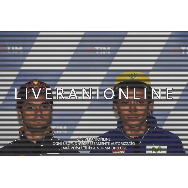 Dani Pedrosa(L) Valentino Rossi (R) durante la conferenza stampa di presentazione del Gran Premio di Italia Â©Piazzolla / AGENZIA ALDO LIVERANI SAS