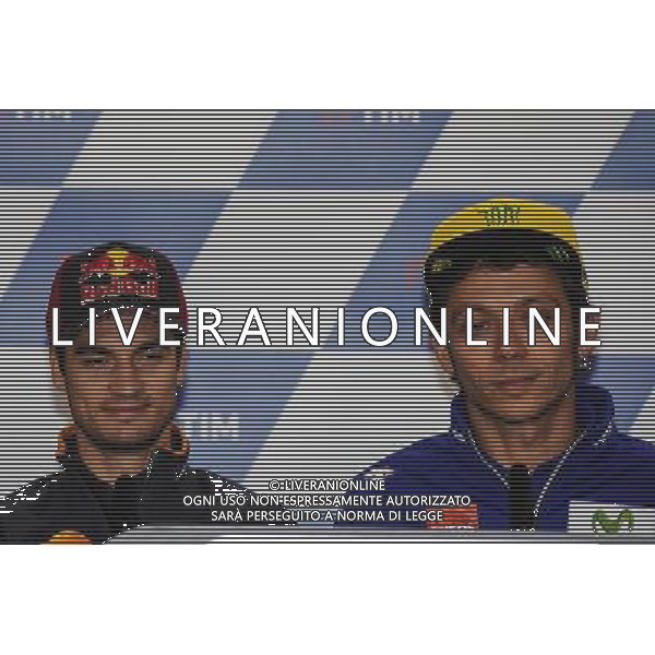 Dani Pedrosa(L) Valentino Rossi (R) durante la conferenza stampa di presentazione del Gran Premio di Italia Â©Piazzolla / AGENZIA ALDO LIVERANI SAS