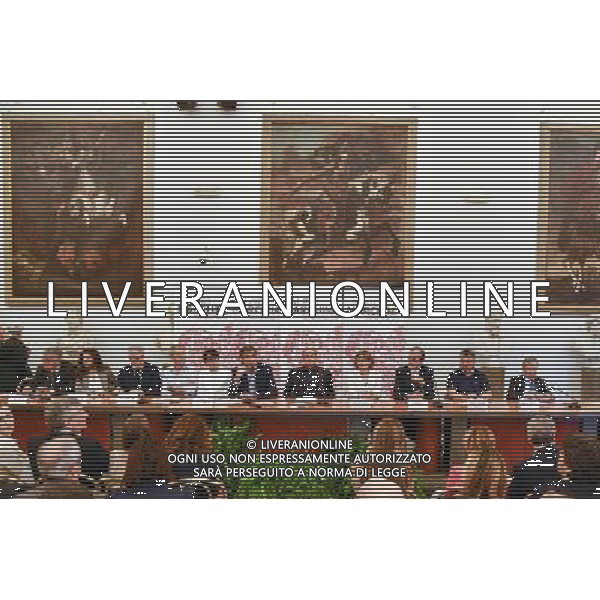 Silvio Berlusconi interviene ad una conferenza di Alfio Marchini - Roma 22.05.2016 - nella foto: Alfio Marchini e Silvio Berlusconi con alcuni assessori della squadra Marchini Sindaco / Ph. Corradetti - AGENZIA ALDO LIVERANI SAS