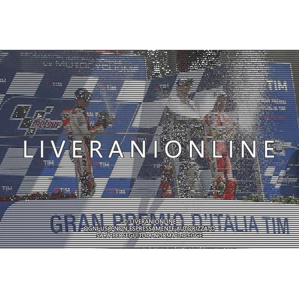 Motomondiale, Gran Premio d\'Italia TIM, 22/05/2016, Gara, nella foto: JORGE LORENZO, MARC MARQUEZ, ANDREA IANNONE, SUL PODIO, ©CLAUDIO ZAMAGNI/AGENZIA ALDO LIVERANI S.A.S