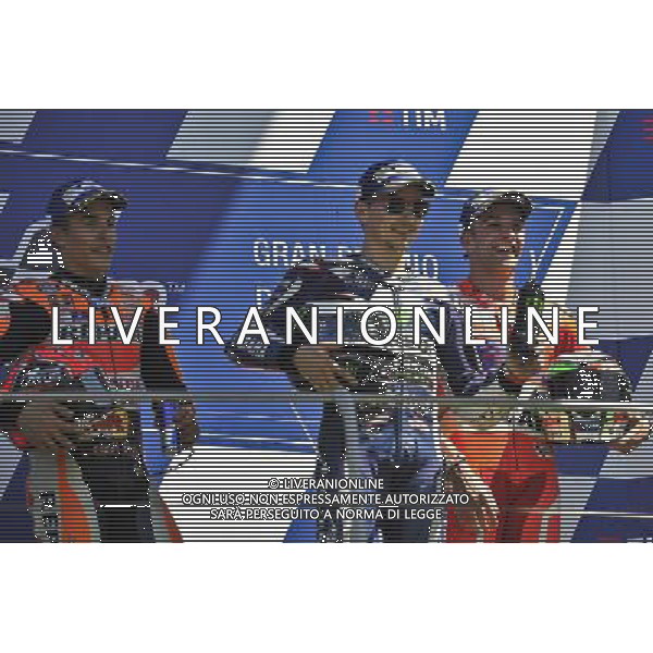 Il Podio: Marc Marquez (L), Jorge Lorenzo(C), Andrea Iannone(R) FOTO G-PIAZZOLLA-AG ALDO LIVERANI SAS