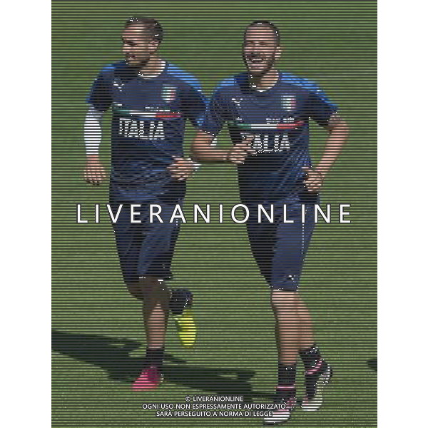 Raduno Nazionale Italiana Pre Europeo UEFA Francia 2016 Firenze - 24.05.2016 Allenamento Nella Foto:leonardo bonucci chiellini giorgio /Ph.Vitez-Ag. Aldo Liverani
