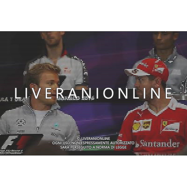 (L to R): Nico Rosberg (GER) Mercedes AMG F1 and Sebastian Vettel (GER) Ferrari in the FIA Press Conference. 25.05.2016. Formula 1 World Championship, Rd 6, Monaco Grand Prix, Monte Carlo, Monaco, Preparation Day. 
