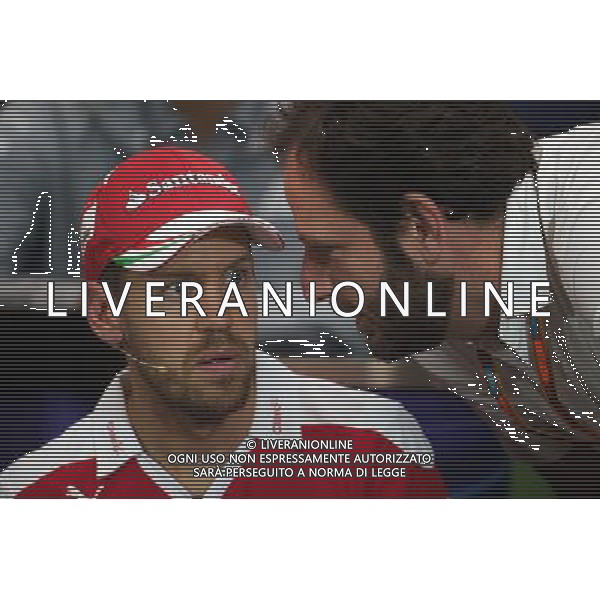 Sebastian Vettel (GER) Ferrari with Matteo Bonciani (ITA) FIA Media Delegate in the FIA Press Conference. 25.05.2016. Formula 1 World Championship, Rd 6, Monaco Grand Prix, Monte Carlo, Monaco, Preparation Day. 
