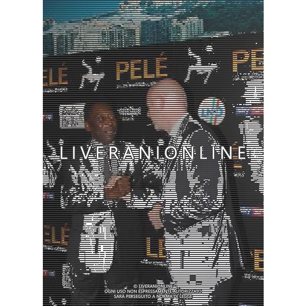 Milano ( MI ) 26/03/2016 Cinema The Space Odeon presentazione del film PelË Nella foto: PelË - Edson Arantes do Nascimento e Gianni Infantino PH Lauro Montagnini AG ALDO LIVERANI SAS