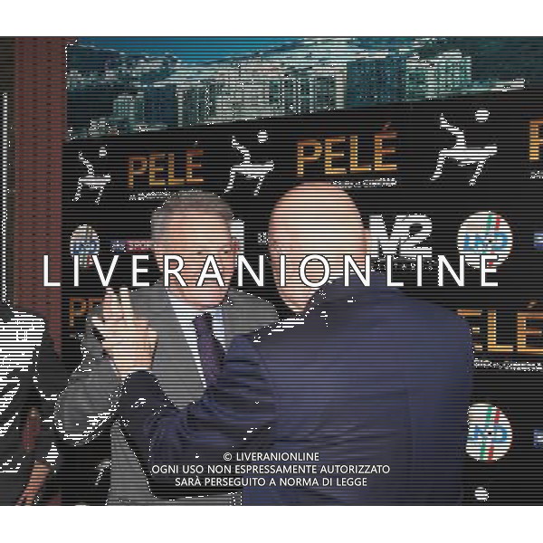 Milano ( MI ) 26/03/2016 Cinema The Space Odeon presentazione del film PelË Nella foto: JosË Altafini saluta Adriano Galliani PH Lauro Montagnini AG ALDO LIVERANI SAS