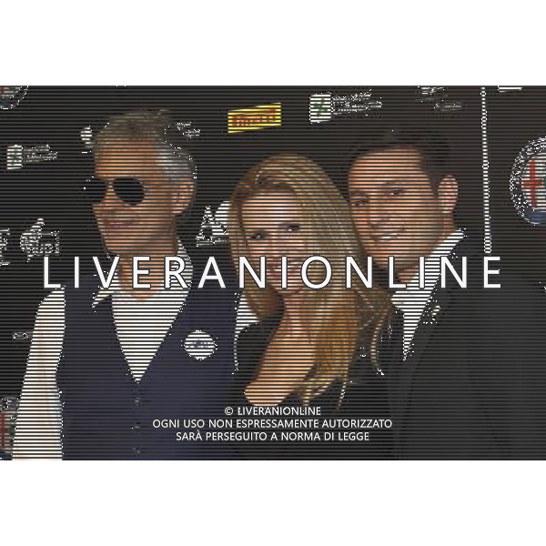 Arese ( MI ) 24/05/2015 Confernza stampa per l\'evento benefico \' Bocelli and Zanetti Night \' Nella foto: Andrea Bocelli, Michelle Hunziker e Javier Zanetti PH Lauro Montagnini AG ALDO LIVERANI SAS