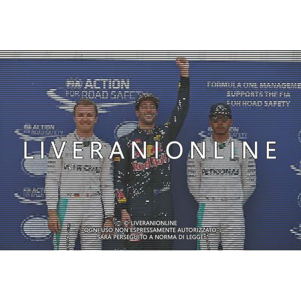 Qualifying top three in parc ferme (L to R): Nico Rosberg (GER) Mercedes AMG F1, second; Daniel Ricciardo (AUS) Red Bull Racing, pole position; Lewis Hamilton (GBR) Mercedes AMG F1, third. 28.05.2016. Formula 1 World Championship, R d 6, Monaco Grand Prix, Monte Carlo, Monaco, Qualifying Day. AG ALDO LIVERANI SAS ONLY ITALY 