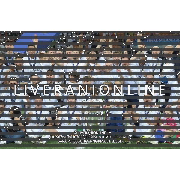 UEFA Champions League 2015/2016 Finale Milano - 28.05.2016 Real Madrid-Atletico Madrid Nella Foto:Gruppo Real Madrid Festeggia con la coppa /Ph.Vitez-Ag. Aldo Liverani