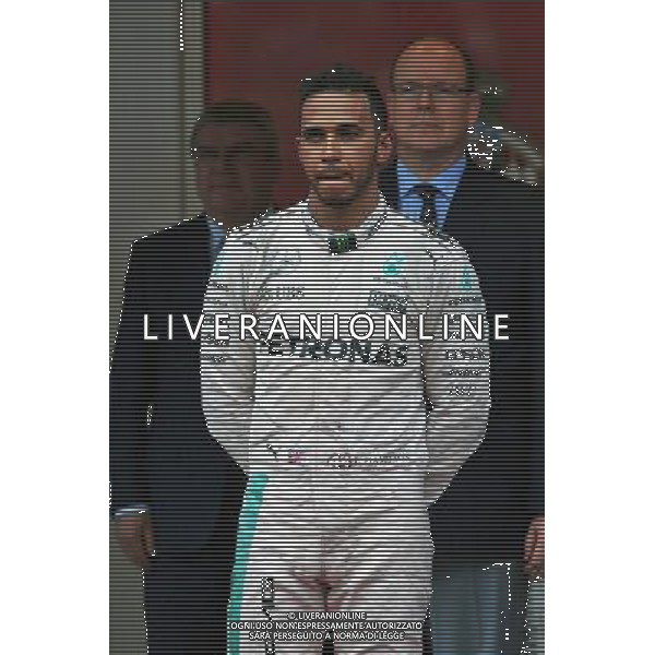 Race winner Lewis Hamilton (GBR) Mercedes AMG F1 on the podium. 29.05.2015. Formula 1 World Championship, Rd 6, Monaco Grand Prix, Monte Carlo, Monaco, Race Day. AG ALDO LIVERANI SAS ONLY ITALY