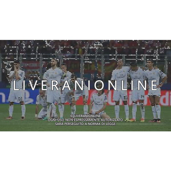 UEFA Champions League 2015/2016 Finale Milano - 28.05.2016 Real Madrid-Atletico Madrid Nella Foto:Giocatori del Real Madrid in attesa dei rigori Isco,Pepe,Ramos,Vazquez,Bale,Modric,Danilo,Casemiro,Ronaldo /Ph.Vitez-Ag. Aldo Liverani
