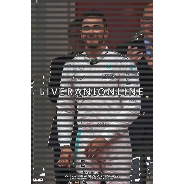Race winner Lewis Hamilton (GBR) Mercedes AMG F1 celebrates on the podium. 29.05.2015. Formula 1 World Championship, Rd 6, Monaco Grand Prix, Monte Carlo, Monaco, Race Day. AG ALDO LIVERANI SAS ONLY ITALY