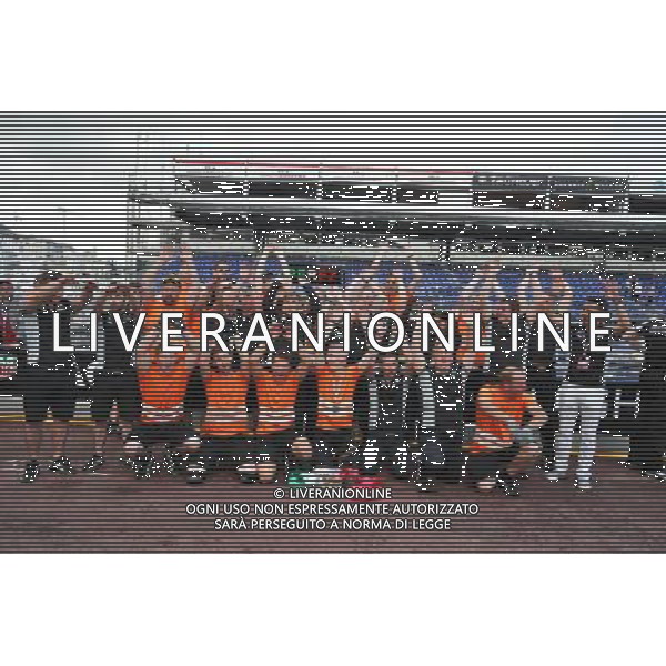 The Sergio Perez (MEX) Sahara Force India F1 celebrate third position for Sergio Perez (MEX) Sahara Force India F1. 29.05.2015. Formula 1 World Championship, Rd 6, Monaco Grand Prix, Monte Carlo, Monaco, Race Day. AG ALDO LIVERANI SAS ONLY ITALY