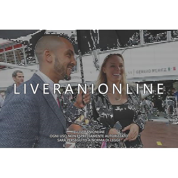 (L to R): Theo Walcott (GBR) Football Player and Caroline Wozniacki (DEN) Tennis Player with the Sahara Force India F1 Team. 29.05.2015. Formula 1 World Championship, Rd 6, Monaco Grand Prix, Monte Carlo, Monaco, Race Day. AG ALDO LIVERANI SAS ONLY ITALY
