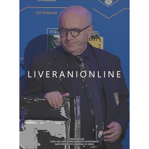 Raduno Nazionale Italiana Pre Europeo UEFA Francia 2016 Firenze - 01.06.2016 Conferenza Stampa Nella Foto:Conferenza stampa di presentazione di ENI come nuovo top sponsor della nazionale italiana: Carlo Tavecchio /Ph.Vitez-Ag. Aldo Liverani