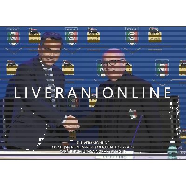 Raduno Nazionale Italiana Pre Europeo UEFA Francia 2016 Firenze - 01.06.2016 Conferenza Stampa Nella Foto:Conferenza stampa di presentazione di ENI come nuovo top sponsor della nazionale italiana: Claudio Granata Chief Services and Stakeholder Relations Ifficier di Eni con Carlo Tavecchio /Ph.Vitez-Ag. Aldo Liverani