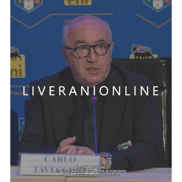 Raduno Nazionale Italiana Pre Europeo UEFA Francia 2016 Firenze - 01.06.2016 Conferenza Stampa Nella Foto:Conferenza stampa di presentazione di ENI come nuovo top sponsor della nazionale italiana: Carlo Tavecchio /Ph.Vitez-Ag. Aldo Liverani