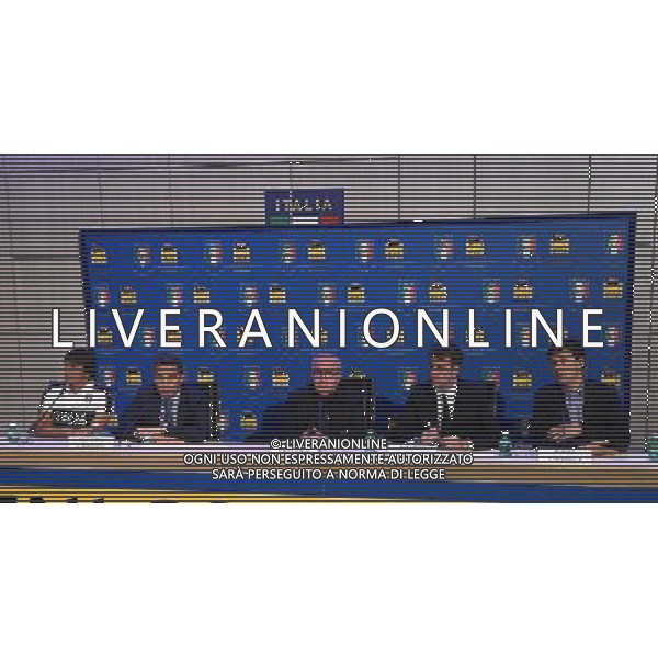 Raduno Nazionale Italiana Pre Europeo UEFA Francia 2016 Firenze - 01.06.2016 Conferenza Stampa Nella Foto:Conferenza stampa di presentazione di ENI come nuovo top sponsor della nazionale italiana: Antonio Conte,Claudio Granata Chief Services and Stakeholder Relations Ifficier di Eni,Carlo Tavecchio,il sindaco di Firenze Dario Nardella, /Ph.Vitez-Ag. Aldo Liverani