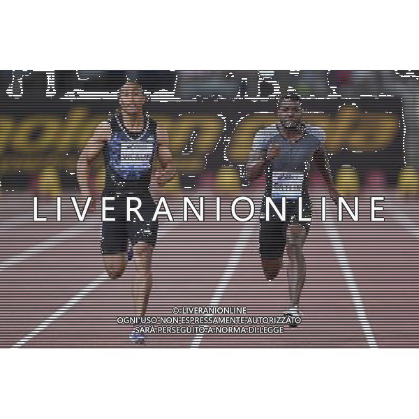 Golden Gala Roma 2016 Roma - 02.06.2016 - Stadio Olimpico - nella foto: Justin Gatlin e Jimmy Vicaut 100m Men / Ph. Corradetti - AGENZIA ALDO LIVERANI SAS